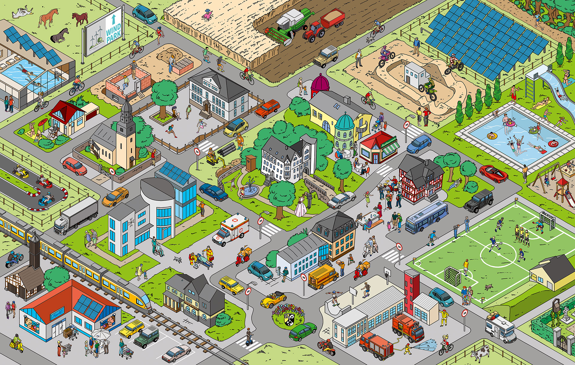 Wimmelbild der Gemeinde